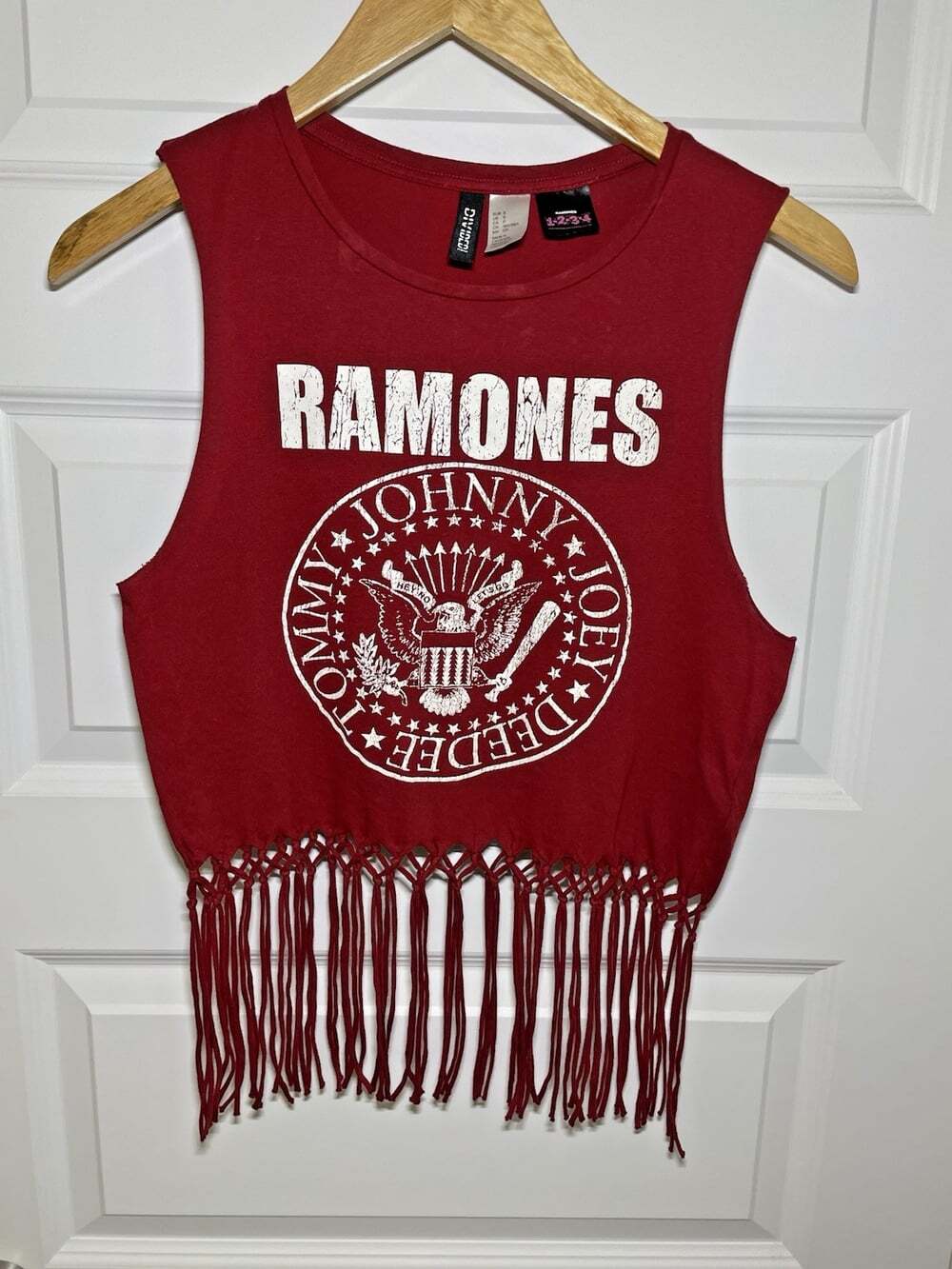Ramones Presidential Seal Women's Red Fringed Tassels Sleeveless Tank Top Band